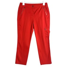 CHICO'S ZENERGY Red/Orange Cropped Cargo Pants ZIPPER POCKETS Cotton Blend S/0