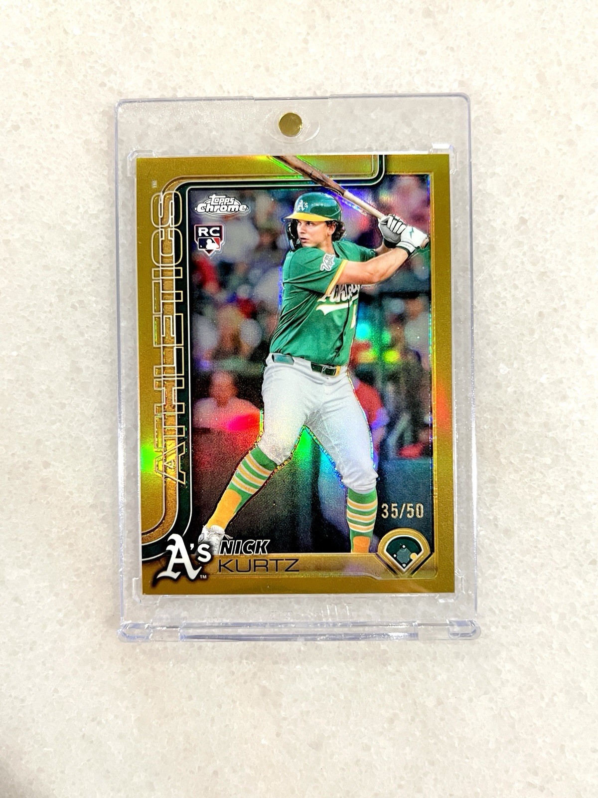 2025 Topps Chrome Update Nick Kurtz True Gold Refractor RC /50 USC178