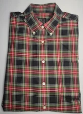 Mens Jos A Bank Traveler Collection Long Sleeve Plaid Button Up Shirt Large EUC