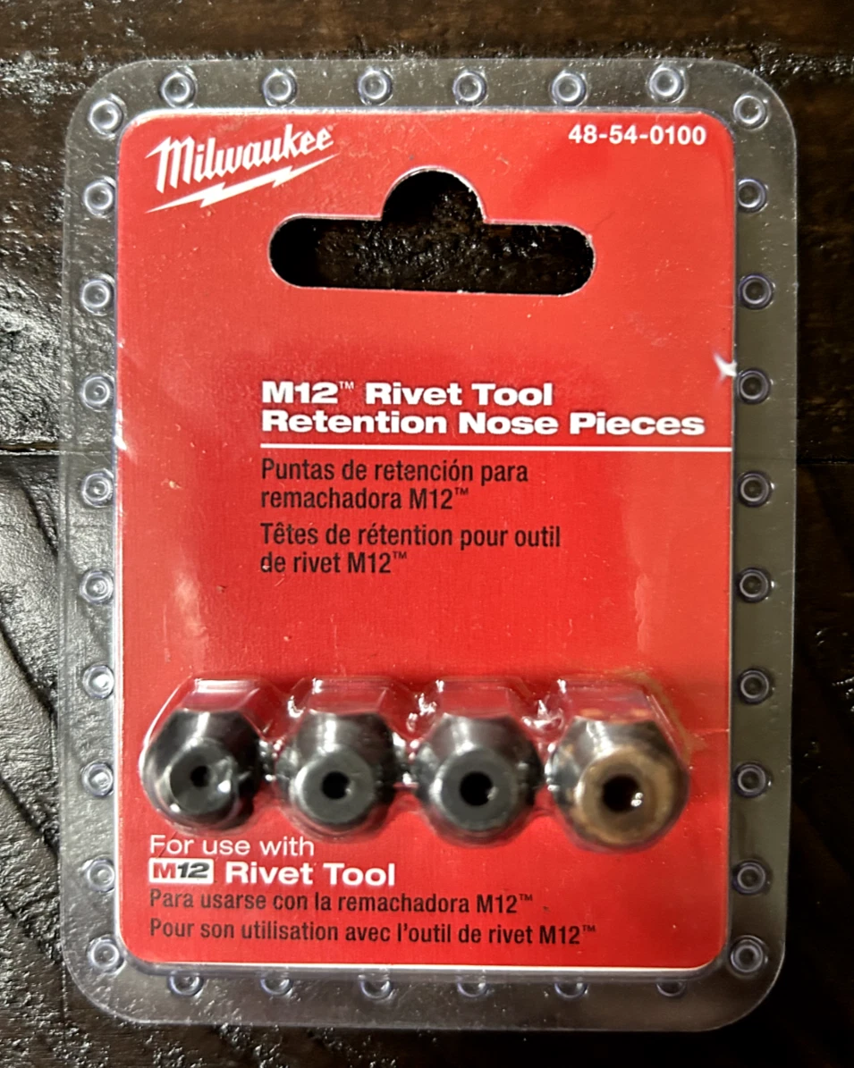 Milwaukee M12 Rivet Tool Retention Nose Pieces Set (4-Pack) 48-54 
