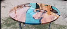 42" Epoxy Wooden Handmade Table Top Furniture Unique Resin Furniture Accent