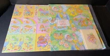 VTG 1987 Current Baby Wrapping Paper Gift Wrap Lot 4 Full Sheets + 2 Gift Cards