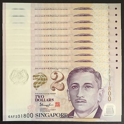 Singapore UNC /> Two Hollow Stars 2017 2 Dollars Polymer P-46i ND