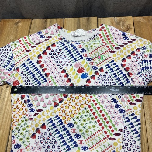 Champion Reverse Weave Sweatshirt XS Fruit Flowers Watermelon Colorful 18x22 - Picture 6 of 8