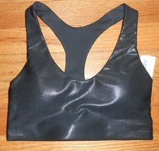 OLD NAVY ACTIVE BLACK GLITTER MED. SUPPORT POWERSOFT RACERBACK SPORTS BRA/XSMALL