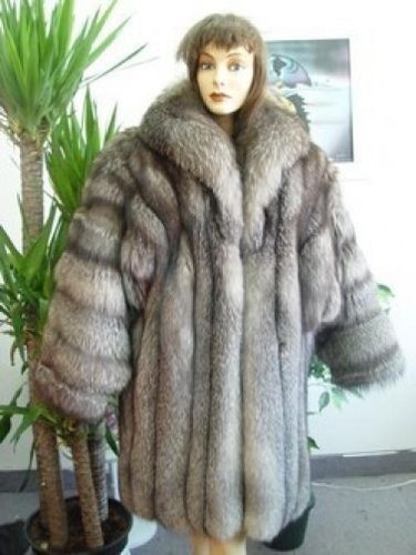 INDIGO FOX FUR JACKET COAT WOMAN WOMEN 