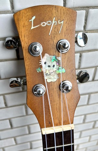 Solid Acacia Koa concert Ukulele, mop inlaid cat pattern, UKC204 - Picture 4 of 13