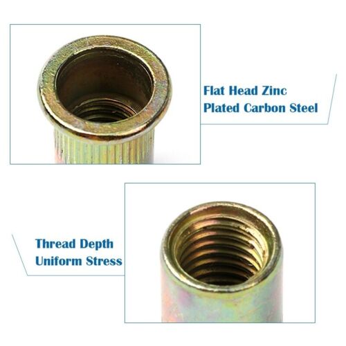128Pcs M3 M4 M5 M6 M8 M10 M12 Zinc Plated Carbon Steel Rivet Nut Threaded Insert - Picture 3 of 12