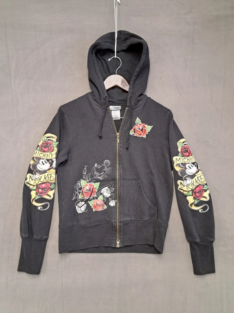 Tatouage femme Disney Mickey Mouse Ed Hardy Rose taille grande veste a capuche n