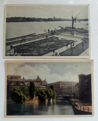 2 KARTEN ca1900;SCHWEDEN;STOCKHOLM;KÖNIGSPALAIS;STAATSBANKGEBÄUDE HELGEANDSHOLMEN 