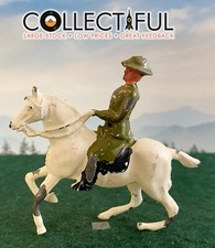 VINTAGE LEAD FIGURE - BRITISH KHAKI OFFICER ON A HORSE - BRITAINS SIZE   642