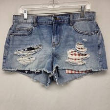 OLD NAVY WOMEN'S SHORTS BLUE SIZE 8 REGULAR BOYFRIEND DENIM COTTON PAPERBAG