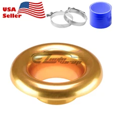 3.5" Champagne Gold Short Ram Air Intake Turbo Horn Aluminum Stack Silicone Hose