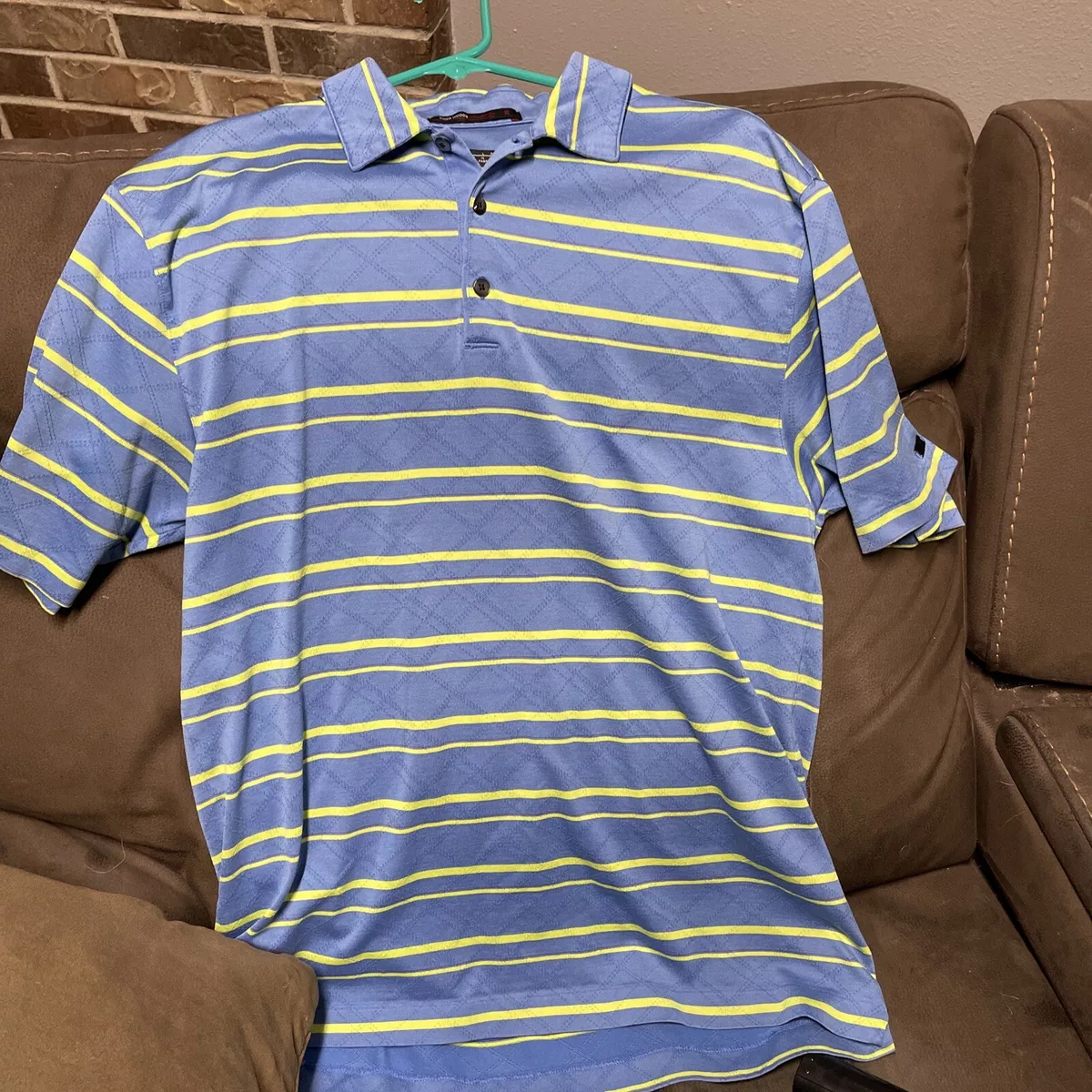 Nike blue shop striped polo shirt