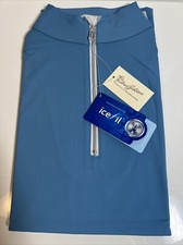 The Tailored Sportsman Icefil Short Sleeve Riding Shirt Surfer Blue/ Silver SM