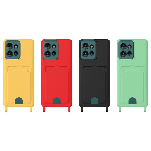 For Moto G85 G04 G14 G24 E14 Edge50 Fusion Liquid Silicone Case Card Cover Strap - Picture 9 of 41