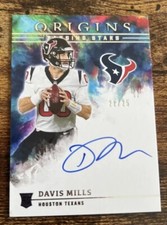 2021 Davis Mills Origins Rookie Rising Stars Auto Patch Houston Texans QB RC /25