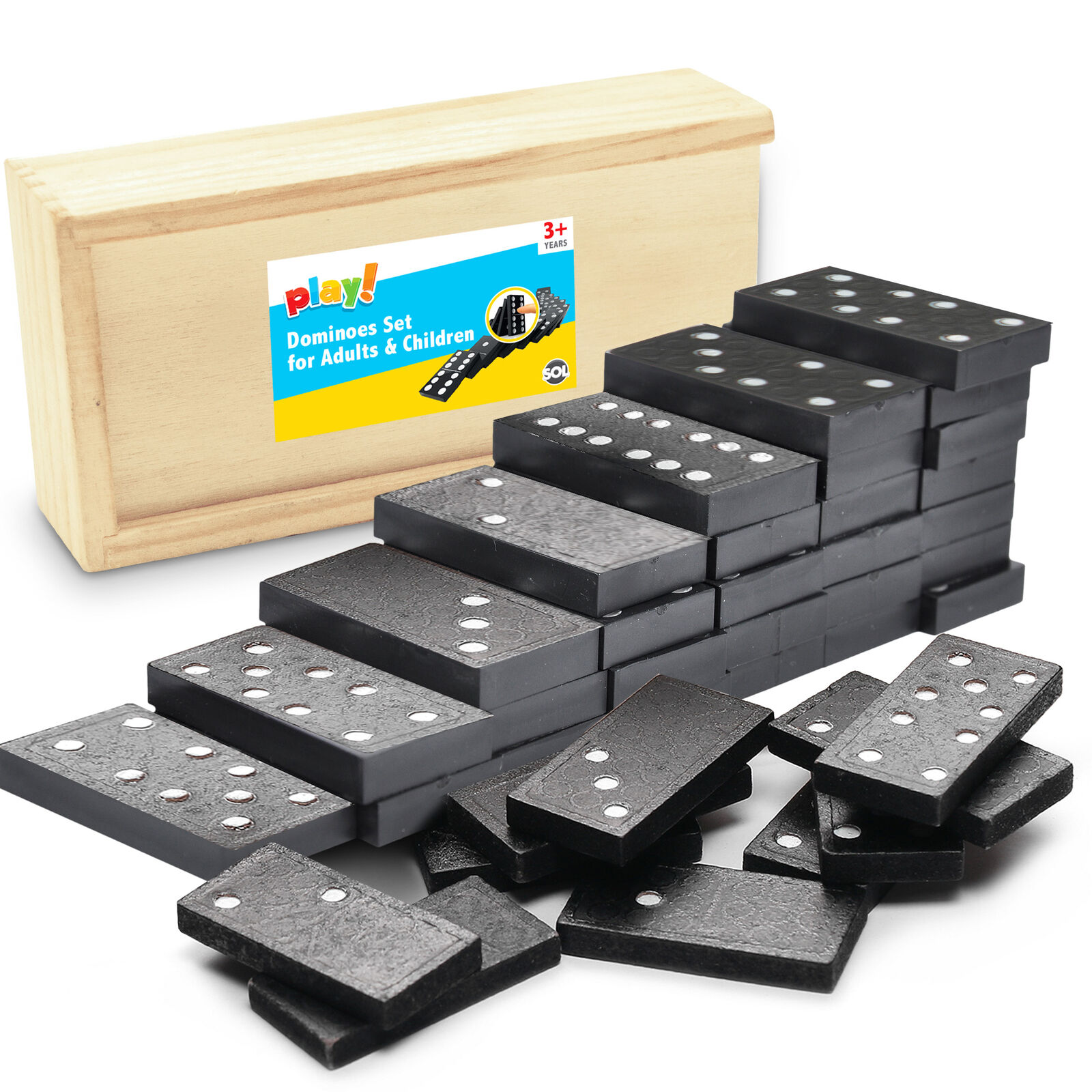 28 Pcs Domino Game Wooden Boxed Traditional Classic Blocks Play Set Toy  Gift New 