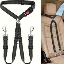 Double Dog Seat Belt Harness – Dual Pet Car Safety Restraint Leash, Black