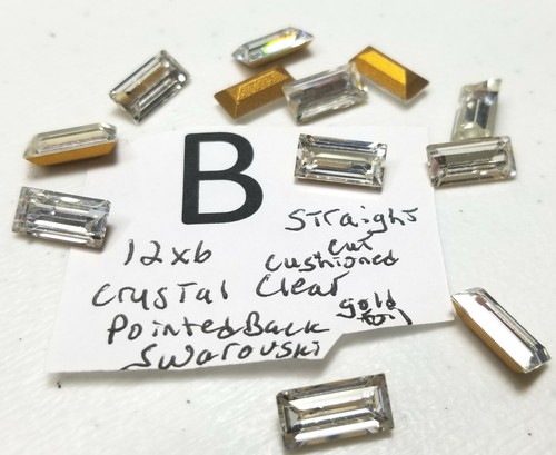 Vtg Rectangle Rhinestone PB Flat Craft Repair Jewelry Lot Some Swarovski WG 7002 - Picture 3 of 31