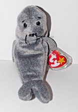 Ty Beanie Baby Slippery Plush 7in Seal Stuffed Animal Retired with Tag 1999