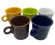 (5)  FIESTAWARE USA Colorful Coffee Mug Cup Daffodil White Lemongrass Blue Brown