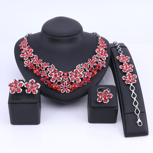 Conjunto de joyería de regalo de boda para mujer con flores de cristal - Imagen 80 de 106