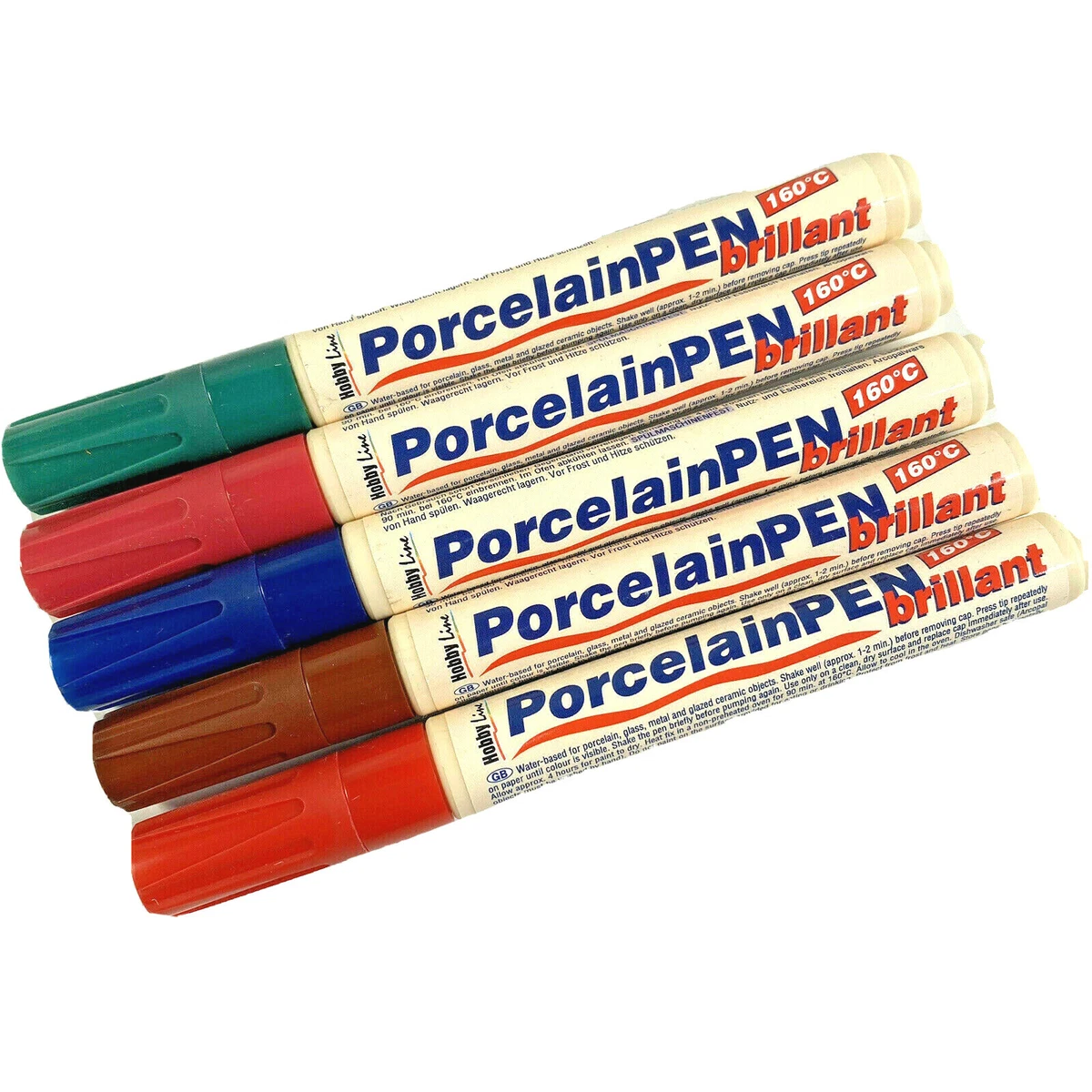C Kreul Germany Brilliant Porcelain Pen Set 5 Oven Fix Acrylic Paint Baker Ross