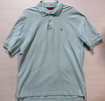 IZOD Men T-Shirt Large Blue Short Sleeve Collar Cotton