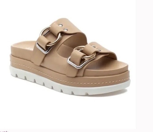 J/SLIDES NYC Baha Sand Leather Sandals- Upper Brown /White Sole Women size 8 NIB - Picture 2 of 2