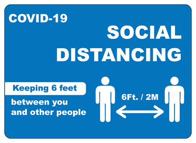 SOCIAL DISTANCING KEEPING 6 FEET BETWEEN  | Adhesive Vinyl Sign Decal