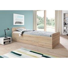 Lit Vintage En Chêne Massif 190x110 Avec Sommier Et Matelas Ferme