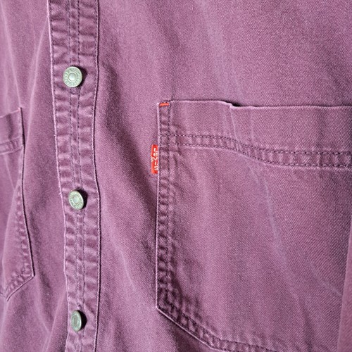 Vintage Levis Shirt Mens Medium Red Burgundy Metal Button Front Long Sleeve 90's - Picture 8 of 20
