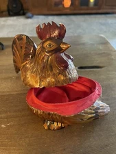 Antique Vintage Chicken Rooster Trinket Jewelry-Gift Box Hand Made decoupage