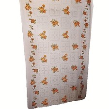 Tablecloth Orange Flowers Scalloped Rectangle 60 x 90" Fall Spring Lacy Look