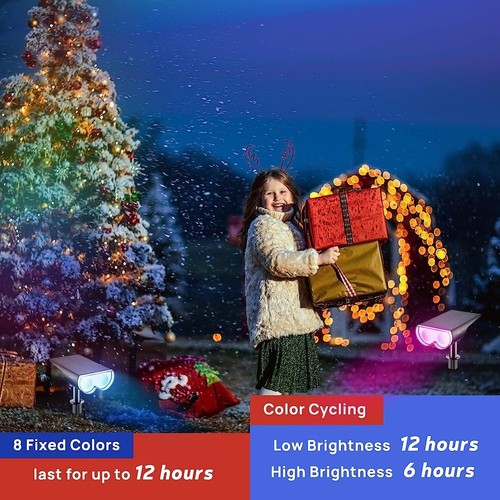 2x Bunte Solar Lade Gartenleuchten RGB mit 16 LEDs Wasserdicht IP67 - Bild 3 von 11