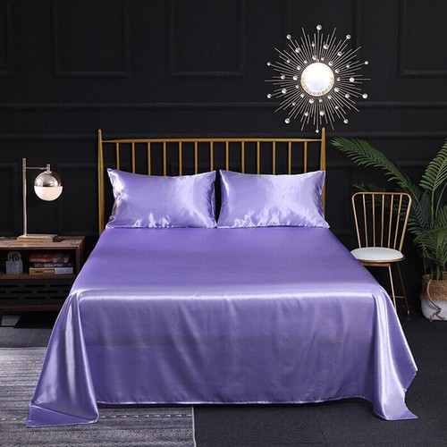 Bettwäsche flache Laken weiche Seide Satin Bett Top Laken Twin Full Queen King 9 Farben - Bild 11 von 30