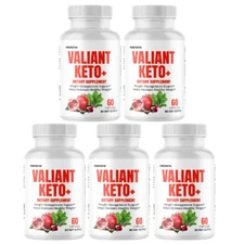 Valiant Keto Natural Formula Supplement for Energy & Wellness, 5 Bottles