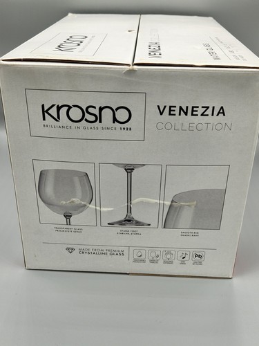 Set 6 KROSNO Water Glass Set 16.2oz Venezia Collection Made In Poland Open Box - Picture 2 of 7