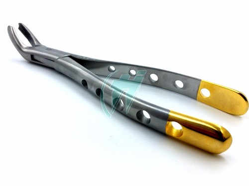 GOLD HANDLE AUTOCLAVABLE LOWER MOLAR DENTAL EXTRACTION EXTRACTING FORCEPS #17 - Picture 10 of 12