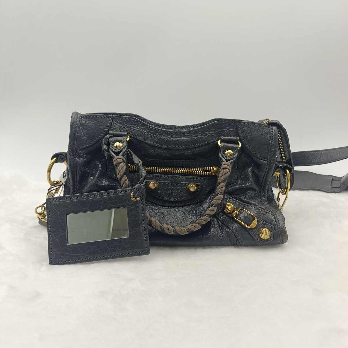 Balenciaga Classic Mini City Bag Black Arena Leather Gold Hardware