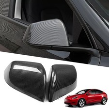 YHCDSEA Rearview Mirror Guard Cover for Model Y, Glossy Carbon Fiber Pattern
