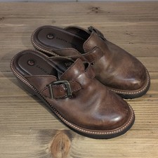 Earth Shoe Pine 3 Leather Brown Buckle Clog Comfort Shoes Womens US 8