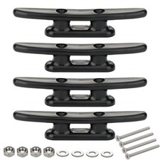 4 Pack 4" Nylon Boat Cleat Dock with Stainless Steel Screws, Black