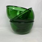 3 Vintage Anchor Hocking Bowls Forest Green Glass 6" Bowl Cereal Serving Mixing