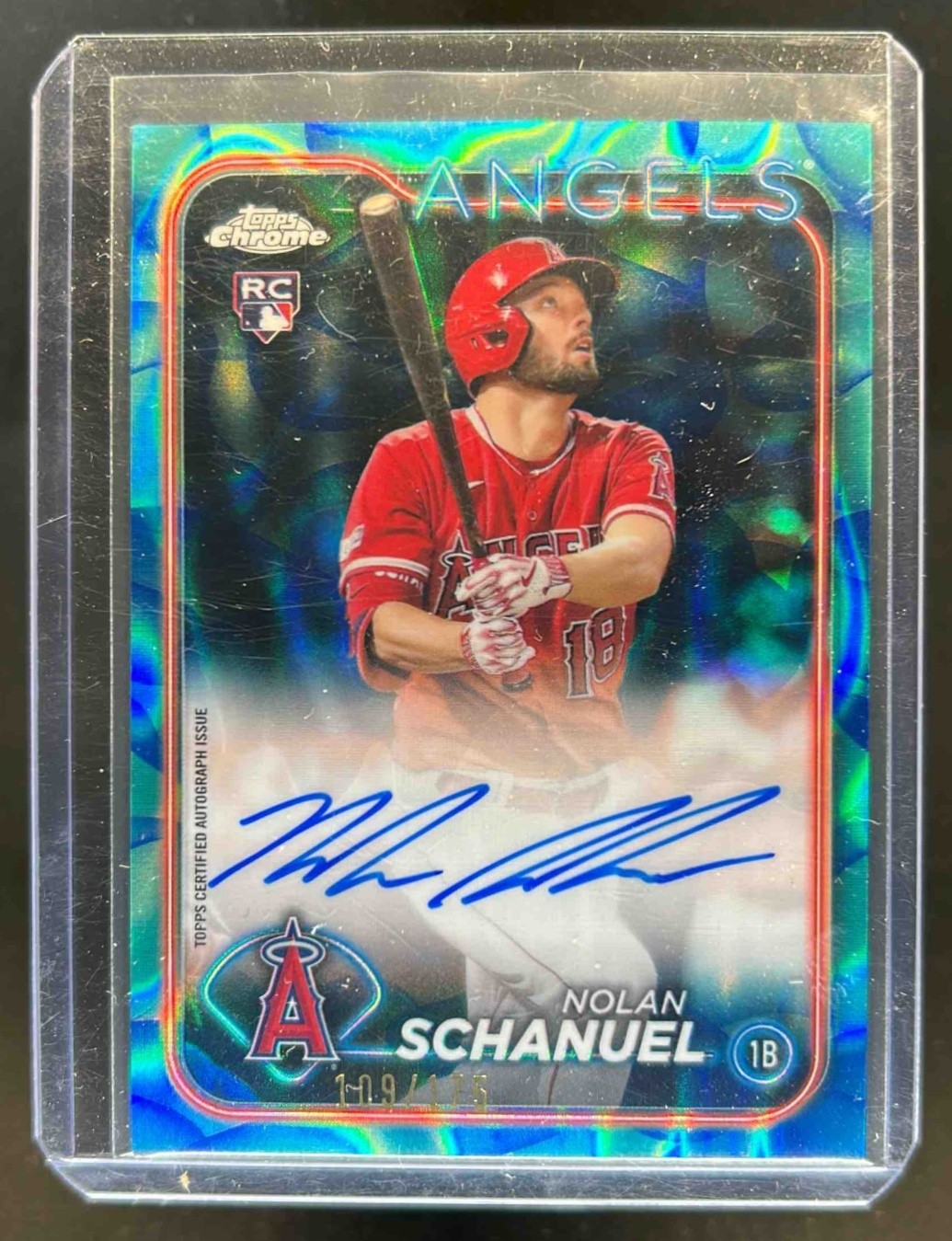 2024 Topps Chrome Update Nolan Schanuel Rookie Auto Lava Lamp RC Aqua/Blue #/175