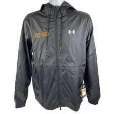 Under Armour STORM Mens Medium Jacket Black Full Zip Hooded CC HS Logo NEW