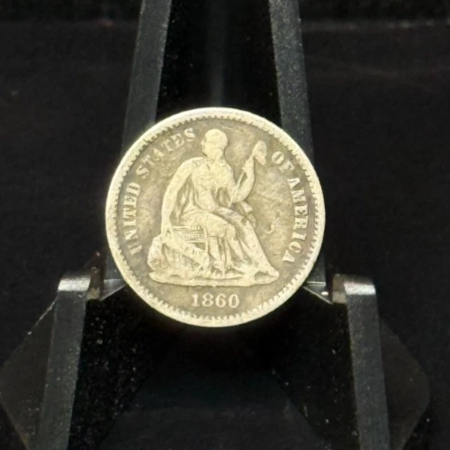 1860-O US Liberty Seated Half Dime 5C Silver Coin