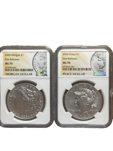 2024 Morgan And Peace $1 First Release 2 Coin Set NGC MS70