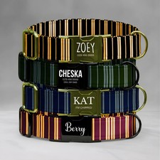 Striped Pattern Personalized Dog Collars  Leash Set, Custom Wizard Pattern Pet